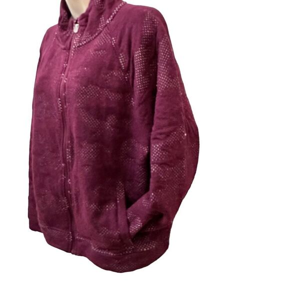 Champion ~ Soft Touch Double Knit   Camo Burgundy zipped front jacket ~ size XL - Picture 4 of 15